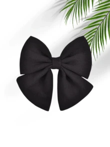 1pc Solid Color Fabric Bow Hair Clip, Large Matte Linen Texture Bow Hair Clip, Sweet Daily Children's Hair Accessory - Multicolor - View 10