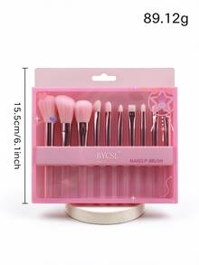 BYCSL 10pcs Colorful Portable Makeup Brush Set With Box, Soft Face & Eye Cosmetic Brushes For Contour Highlighting Eyeshadow Blending, Travel Beauty Tool Kit For Beginners - Multicolor - View 6