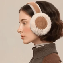 1pc Stylish Classic Warm Earmuffs-Soft Material, Windproof And Cold-Resistant, Suitable For Winter Outdoor Activities, Luxurious Warm Accessory, Fashionable Women's Earmuffs, Classic Design,Comfortable To Wear, Stylish And Practical Winter Accessory - Multicolor - View 3