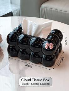 1pc Aesthetic Plastic Bubble Cloud Style With Built In Lifting Spring And Wide Opening Smooth Pulling Facial Paper Organizer Tissue Box Cover For Bathroom Countertop Office Desk Perfect Mother's Day Present For Home Lovers Christmas Gift - Multicolor - View 17
