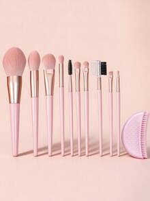 YZIMENG Ins Macaron Travel Makeup Brush Set, Portable Easy Storage Blush Brush Eyebrow Brush Set For Girls - Pink - View 1