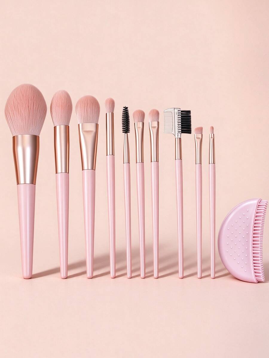 YZIMENG Ins Macaron Travel Makeup Brush Set, Portable Easy Storage Blush Brush Eyebrow Brush Set For Girls - Pink - View 1