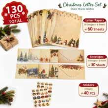 Vintage Christmas Stationery Paper & Envelope Set, Includes 60 Sheets Of Lined Letter Paper + 30 Envelopes + 40 Stickers, 10 Classic Christmas Designs - Suitable For Letters To Santa, Greeting Cards And DIY Holiday Crafts - Multicolor - View 11