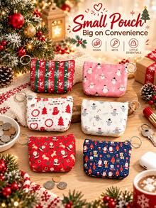 Creative Christmas Series Coin Purse Key Pouch, Portable Personalized Handheld Small Bag, Multi-Functional Storage Bag, Women's Key Ring Coin Purse, Cute Holiday Party Gift Bag - Multicolor - View 8
