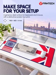 FANTECH ATO MP905 British Style Large Gaming Mouse Pad, Big Ben Union Jack Art Desk Mat, Waterproof Non-Slip Precision Stitched E-Sports Keyboard Pad - View 5