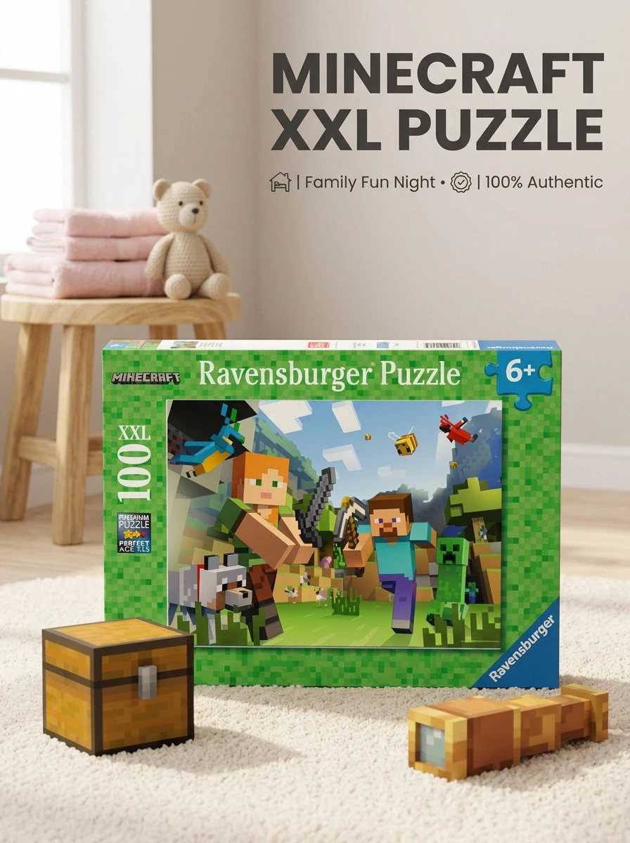 Ravensburger Minecraft 100 Pieces Jigsaw Puzzle For Kids 12004176 Multicolour For Playroom STEM Learning Christmas Birthday Gift Brain Teaser Educational Toy - Multicolor - View 1