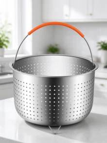 Universal Stainless Steel Steamer Basket (With Silicone Handles), Dimensions 21.8 * 21.5 Cm, Suitable For Standard Pots And Pressure Cookers, For Steaming Vegetables, Fruit, And Eggs - View 1