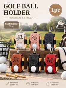 Vow&Vine 1pc Customized Name Golf Ball Bag Charm, Faux Leather Golf Ball Pouch Waist Bag, Outdoor Golf Storage Hanging Bag, Golf Player Gift - Multicolor - View 2