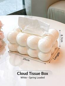 1pc Aesthetic Plastic Bubble Cloud Style With Built In Lifting Spring And Wide Opening Smooth Pulling Facial Paper Organizer Tissue Box Cover For Bathroom Countertop Office Desk Perfect Mother's Day Present For Home Lovers Christmas Gift - Multicolor - View 13