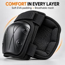 6 In 1 Knee Pads Elbow Pads Wrist Guards Set, Gear For Roller Skating, Cycling, Skateboarding, Scooter And Outdoor Sports - A - View 3