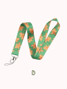 1pc Christmas Lanyard,Cute Santa Gingerbread Man Snowman Print Neck Strap,ID Badge & Phone Lanyard,For Work Pass,Transport Card,Ideal Holiday Gift - Red - View 6
