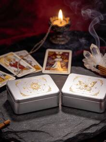 Tarot Card Storage Box, For Tarot Decks And Playing Cards. Features A Sun And Moon Design. Portable Storage Box; Holds A Full Set Of Tarot Cards - Multicolor - View 4