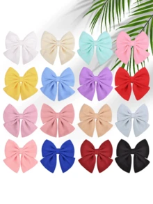 1pc Solid Color Fabric Bow Hair Clip, Large Matte Linen Texture Bow Hair Clip, Sweet Daily Children's Hair Accessory - Multicolor - View 5