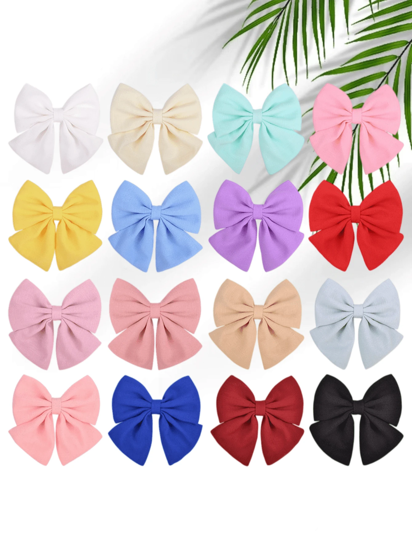1pc Solid Color Fabric Bow Hair Clip, Large Matte Linen Texture Bow Hair Clip, Sweet Daily Children's Hair Accessory - Multicolor - View 1
