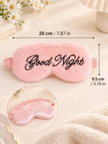 Plush Sleep Eye Mask With Embroidered Letters, Soft Light-Blocking Eye Mask, Suitable For Women, Comfortable Travel Essential, Applicable For Airplane And Home, Cute Bedroom Accessory, Women's Holiday Gift, Travel Camping Sleep Accessory - A - View 8