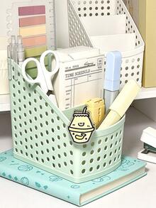 1pc Desktop Drawer Storage Box, Multifunctional Storage Box & Pen Holder, Desktop Stationery Organizer, Portable & Easy Access, Designed For Students And Office Use; Student Divided Pen Holder, Office Desktop Storage Tube, Office Supplies - View 4
