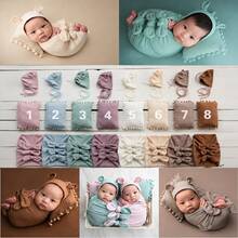 3pcs Newborn Baby Swaddle Wrap, Hat, Photography Props Elastic Blanket, Baby Boy/Girl Photo Shoot Accessories, Infant Party, Easter Gift - Multicolor - View 7