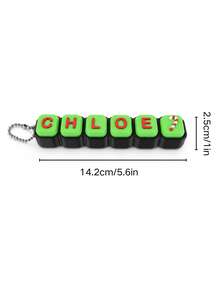 Custom Christmas Name Keychain, Personalized Raised Letter Block Keyring With Holiday Icons, Custom Text Christmas Gift - Multicolor - View 7
