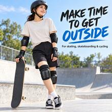 6 In 1 Knee Pads Elbow Pads Wrist Guards Set, Gear For Roller Skating, Cycling, Skateboarding, Scooter And Outdoor Sports - A - View 7