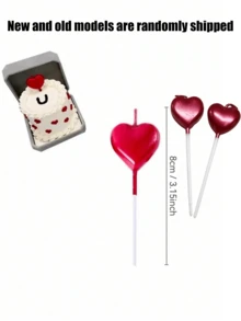 2/5/10pcs Heart-Shaped Candles, Birthday Candles, Birthday Cake Decorative Inserts, Birthday Cake Decorations, Autumn Cake Decorations, Cake Decorations, Baking Decoration Supplies - Multicolor - View 2