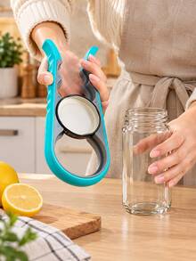 1pc Easy-To-Use 4-In-1 Can/Jar/Bottle Opener - Comfortable Ergonomic Handle With Non-Slip Rubber Surface For Secure Grip, Suitable For People With Weak Hands Or Arthritis, No More Struggling With Tight Lids, Durable And Rust-Resistant Stainless Steel Core - Multicolor - View 3