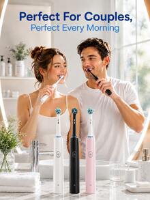 Electric Toothbrush For Adults, Rechargeable Toothbrush With Replacement Brush Heads, 7500 Vibrations Per Minute, 2-Minute Auto Timer, 30-Second Zone Reminder, IP67 Waterproof, 600mAh Battery, Portable Toothbrush For Everyday Use - Multicolor - View 4