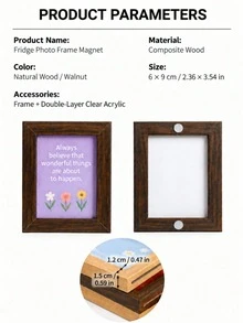 1/2/3pcs Wooden Magnetic Photo Frame For Refrigerator, DIY Fridge Picture Magnet, Rustic Wood Photo Holder, Personalized Memory Display Frame, Magnetic Refrigerator Decor For Kitchen, Home, Office, Travel Photos, Family Pictures & Pet Photos - Multicolor - View 5
