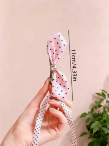 2pcs/Set Pink Polka Dot Rhinestone Bow Hair Clips, Sweet Hair Accessories - Suitable For Girls And Women, Daily Essential, Vacation, Date, Graduation Season - Multicolor - View 8