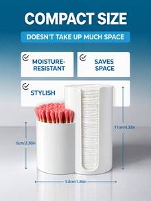 1pc Dual-Compartment Storage Box For Cotton Balls, Cotton Swabs, And Round Cotton Pads – Plastic Bathroom Organizer Container - Multicolor - View 10