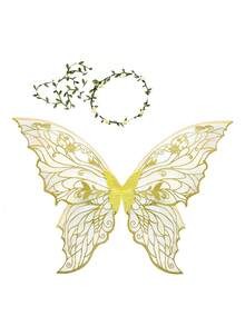 1pc Gold Foil Butterfly Fairy Wings COS Dress Up Festival Party Costume Ball Performance Props Halloween - Multicolor - View 14