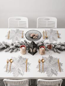 1-12pcs Christmas PVC Placemats, Waterproof Heat-Resistant Non-Slip Table Mats, Wipeable Easy-To-Clean Holiday Decorative Placemats, Suitable For Dining Table Kitchen Christmas Party - Multicolor - View 16