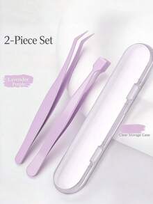 2-In-1 Eyelash Tweezers & Eyelash Curler, Anti-Stick Design, Premium Quality, Exquisite Gift Choice, Macaron Multi-Color Options, Precise Pointed Tip, Portable Salon-Grade, Delicate Eyelash Styling Tool, High Cost-Performance - Multicolor - View 1