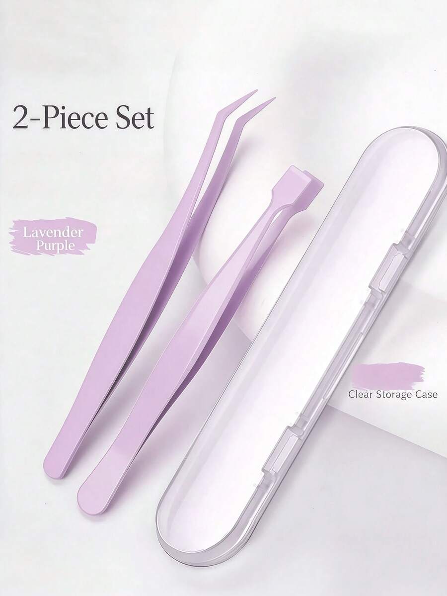 2-In-1 Eyelash Tweezers & Eyelash Curler, Anti-Stick Design, Premium Quality, Exquisite Gift Choice, Macaron Multi-Color Options, Precise Pointed Tip, Portable Salon-Grade, Delicate Eyelash Styling Tool, High Cost-Performance - Multicolor - View 1