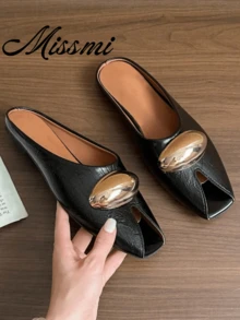 2026 Summer New Pointed Toe Bowknot Suede High Heel Mule Sandals, Black, Fashionable & Versatile - Black - View 2