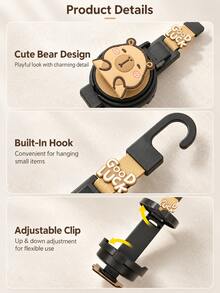Car Headrest Hook Cup Holder 2-In-1 Seat Back Storage Hook, Multi-Function Car Interior Seat Hook With Storage Hook, Cup Holder, Cute Animal Design, Universal Car Interior Accessory, Suitable For Travel And Commuting - A - View 8