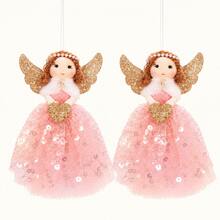 2pcs Christmas Angel Hanging Ornaments, Glitter Fairy Dolls With Wings, 16cm Nordic Style Christmas Tree Decorations, Suitable For Christmas Tree, Home, Window, Fireplace And Holiday Party Decor - Multicolor - View 15