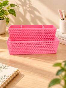 Desktop Storage Organizer Featuring A Honeycomb Cutout Design; A Tiered, Multi-Compartment Rack For Office Stationery And Student Desk Clutter An Innovative "Back-To-School" Gift Suitable For Office Desks And Study Tables,Holiday - Multicolor - View 11