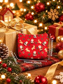 Creative Christmas Series Coin Purse Key Pouch, Portable Personalized Handheld Small Bag, Multi-Functional Storage Bag, Women's Key Ring Coin Purse, Cute Holiday Party Gift Bag - Multicolor - View 3