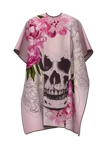 1pc Skull Rose Print Barber Cape, Gothic Personalized Hair Styling Costume, Dual-Use For Barber Shop And Home Haircutting - Multicolor - View 5