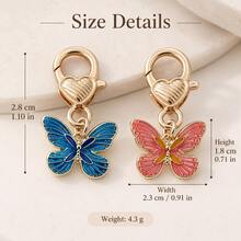 2pcs Colorful Butterfly Keychain Heart Buckle Bag Pendant, Women's Exquisite Butterfly Charm, Lightweight Easy-To-Attach Key Ring, Handbag Backpack Zipper Decoration, Multi-Scenario Daily Accessory - Multicolor - View 4