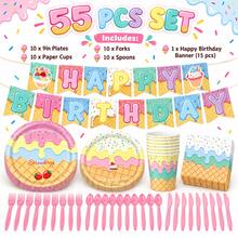 Ice Cream Theme Party, Tableware Set, Decoration Set, Newborn Party, Birthday Party, Photography Studio Decor Props, Halloween Tableware, Christmas Tableware, New Year Tableware, Holiday Tableware, Disposable Tableware, Disposable Cookware - View 18
