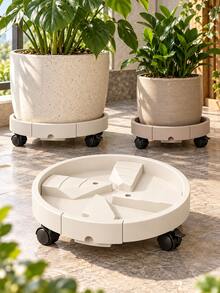 1pc Round Rolling Plant Caddy, 4 Swivel Casters With Brakes, Raised Rim Plant Pot Base, For Plant Lovers, Indoor Plant Moving, Living Room And Balcony Planter Display, Home Gardening Accessories - Multicolor - View 6