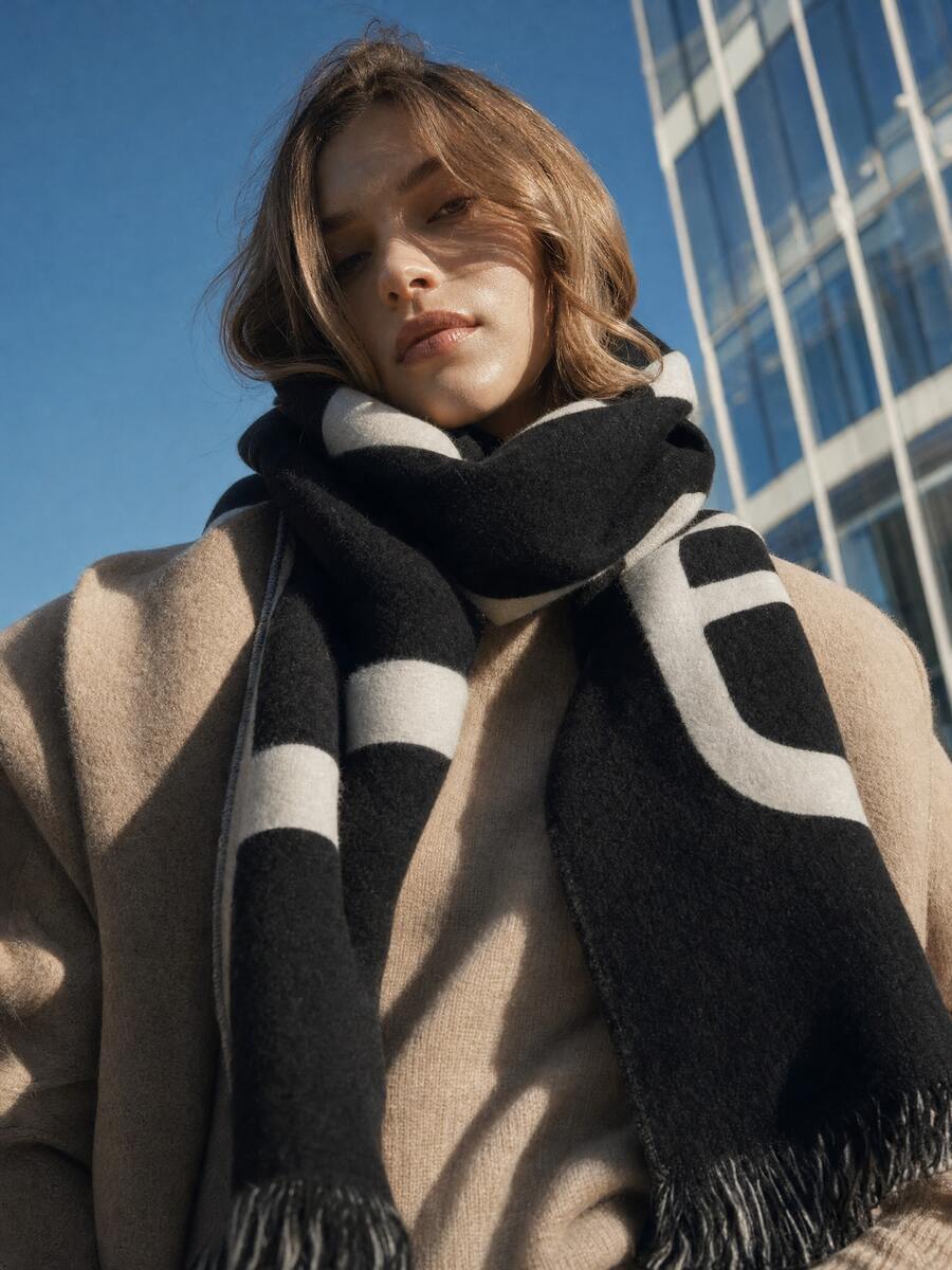 Burberry Unisex Fringed Scarf - Black 81095631 - View 1