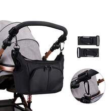 Multifunctional Stroller Storage Bag, Stroller Accessory, Baby Care Organizer, Multi-Pocket, Metal Hook, Universal Shoulder Strap, Daily Outings - Black - View 7