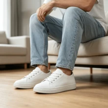 Men's White Canvas Shoes | Breathable & Durable | Low-Top Round Toe Lace-Up Design, Non-Slip Sole | Versatile For All Seasons, Suitable For Daily Wear, Shopping, Vacation - White - View 6