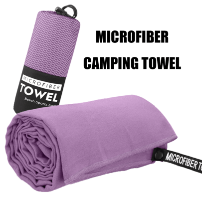 1pc/2pcs Purple Microfiber Quick-Dry Towel, High Absorbency Outdoor Camping Towel Beach Towel, Soft And Comfortable, Lightweight And Breathable, Mesh Bag Convenient Storage, Suitable For Outdoor Camping, Beach, Pool, Gym