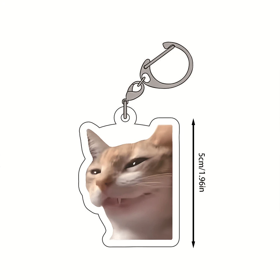 Gantungan Kunci Akrilik Kucing Ekspresi Lucu, Gantungan Kunci Wajah Kucing Menggemaskan, Gantungan Kunci Liontin Hewan Kartun, Cocok untuk Dekorasi Tas Ransel, Hadiah Kreatif untuk Pecinta Kucing - 5 cm - View 1
