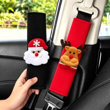 Christmas Car Seat Belt Shoulder Pads, Cute 3D Santa Claus, Reindeer & Snowman Decor, Soft Comfortable Shoulder Strap Protector, Available In Red & Black, Christmas Car Interior Decoration Accessory - A - View 2