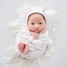 3pcs Newborn Baby Swaddle Wrap, Hat, Photography Props Elastic Blanket, Baby Boy/Girl Photo Shoot Accessories, Infant Party, Easter Gift - Multicolor - View 5