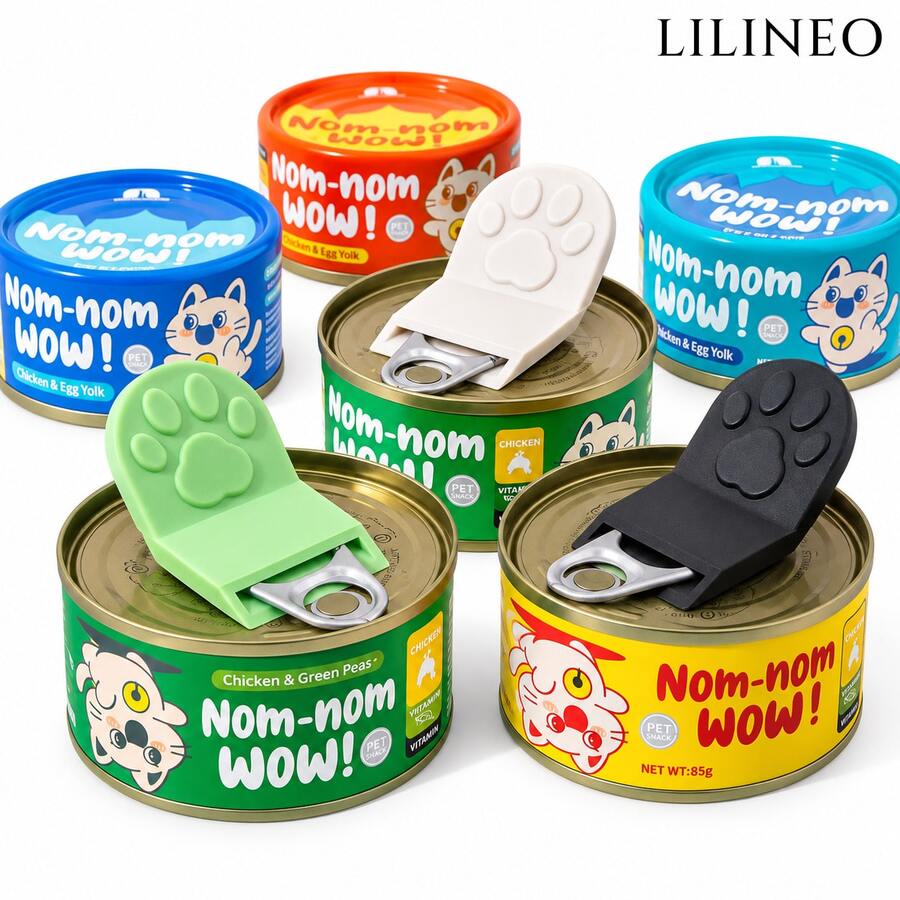 LILINEO,1PC Modern Minimalist Portable Pet Food Can Opener & Bottle Lid Tool, Cute Paw Design Cat Dog Can Tab Lifter, Easy Grip Labor-Saving Mini Opener, Plastic Multi-Color Feeding Accessory For Pet Owners, Home Kitchen Gadget Gift For Pet Lovers - View 1